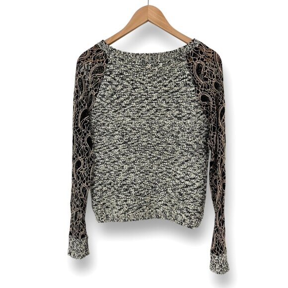 Size Small BKE Boutique Buckle Lace Sleeves Sweater Chunky Knit Soft Metallic - Picture 3 of 6